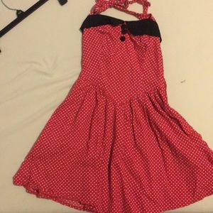 Hell bunny vintage lookin red polkadot mini dress